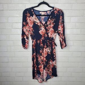 Band Of Gypsies Navy Pink Floral Mini Dress
